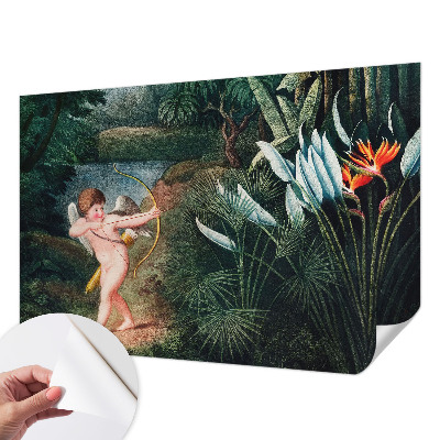 Peel and stick wallpaper mural featuring an adorable cupid motif