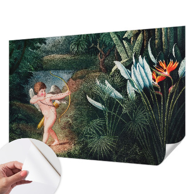 Peel and stick wallpaper mural featuring an adorable cupid motif