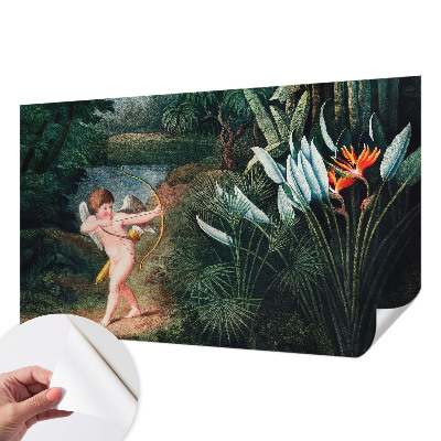 Peel and stick wallpaper mural featuring an adorable cupid motif