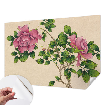 Self-adhesive photo wallpaper with a romantic roses motif