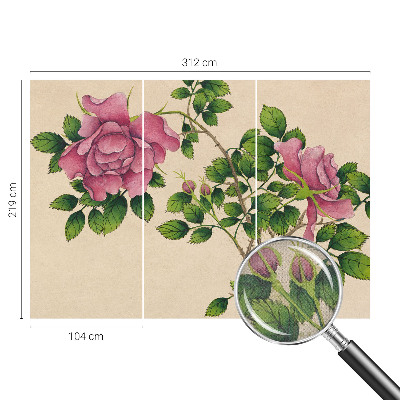 Self-adhesive photo wallpaper with a romantic roses motif
