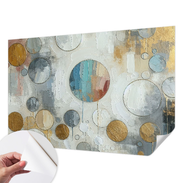 Stick-on wall mural with a geometric circles pattern