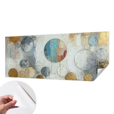Stick-on wall mural with a geometric circles pattern