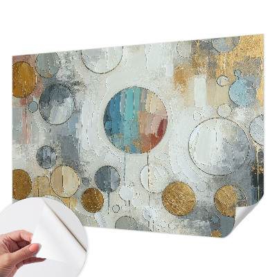 Stick-on wall mural with a geometric circles pattern