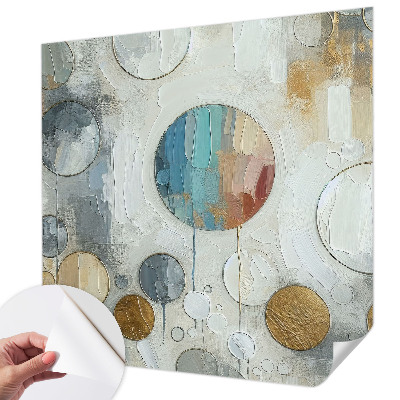 Stick-on wall mural with a geometric circles pattern