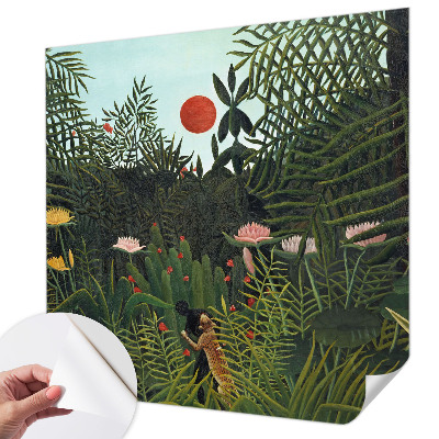 Removable wall mural with an exotic landscape design