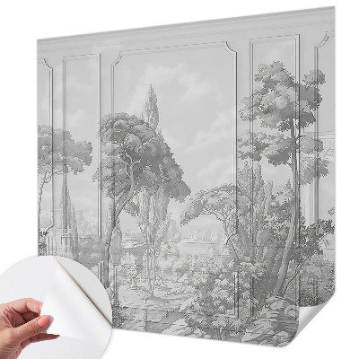 Removable wall mural wallpaper with an atmospheric nature scene