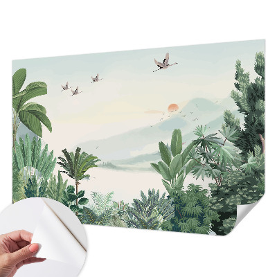 Peel and stick wall mural for living room Tropical oasis