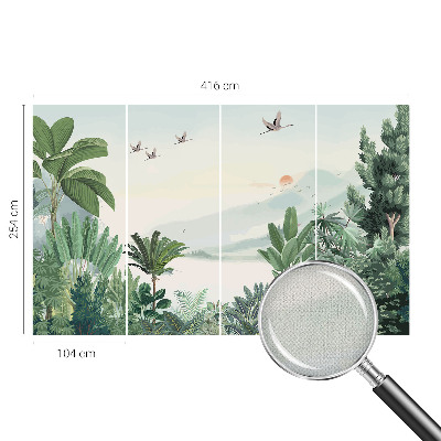 Peel and stick wall mural for living room with a tropical oasis design
