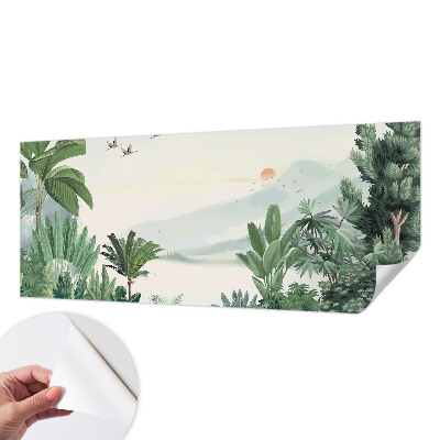 Peel and stick wall mural for living room Tropical oasis