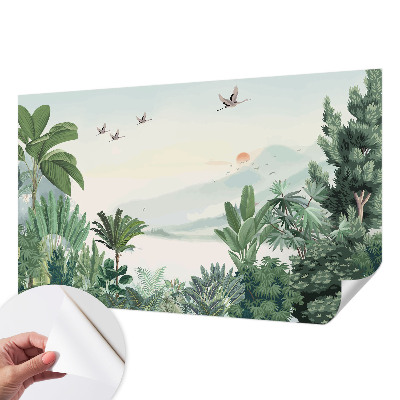 Peel and stick wall mural for living room Tropical oasis