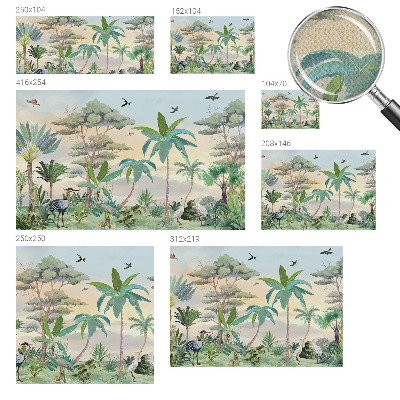 Peel-and-stick wall mural with an exotic flora design for a bedroom