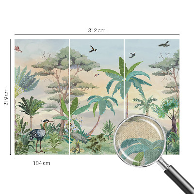 Peel-and-stick wall mural with an exotic flora design for a bedroom