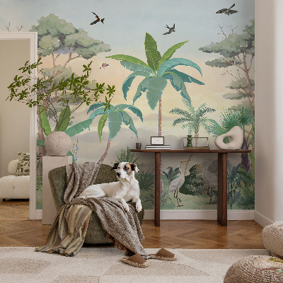 Peel and stick wall mural for bedroom Exotic flora
