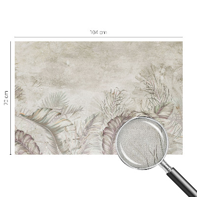Baby room wall mural with decorative leaf motif