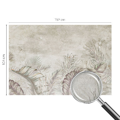 Baby room wall mural with decorative leaf motif