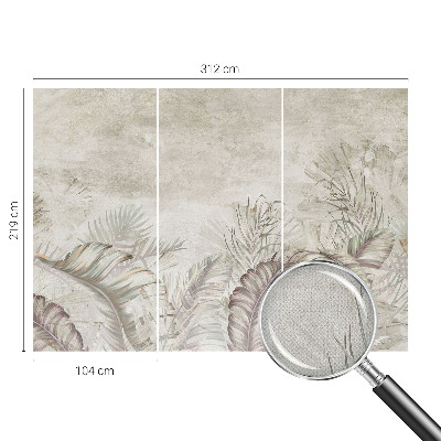 Baby room wall mural with decorative leaf motif