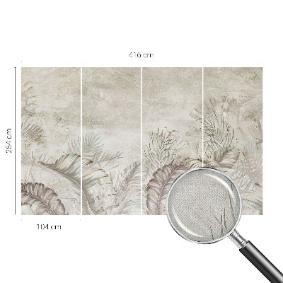 Baby room wall mural with decorative leaf motif