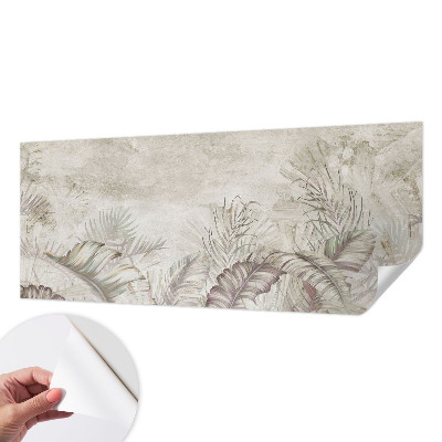 Baby room wall mural with decorative leaf motif