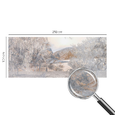 Nursery wall mural with the subtle nature motif