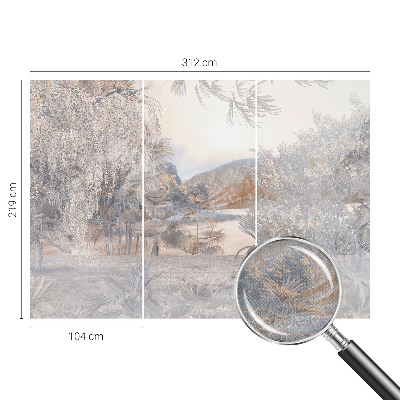 Nursery wall mural with the subtle nature motif