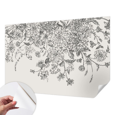 Peel and stick wall mural with a floral pattern