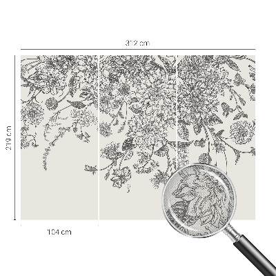 Peel and stick wall mural with a floral pattern