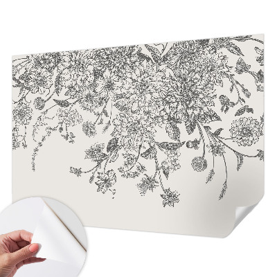 Peel and stick wall mural with a floral pattern