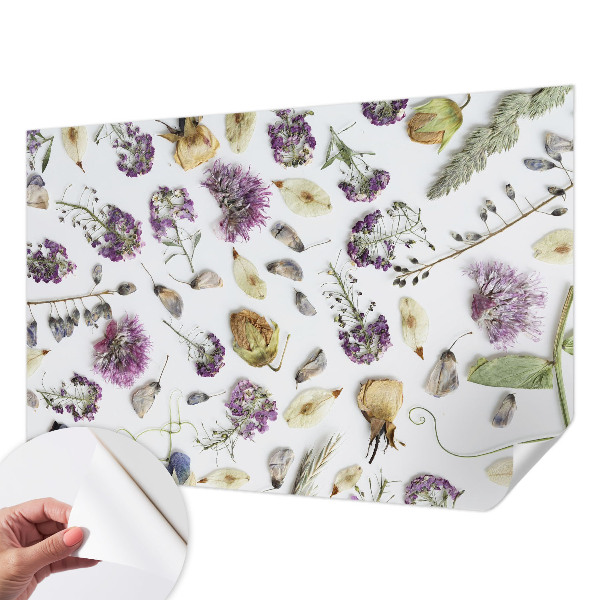 Peel and stick wallpaper mural with a dried flowers design