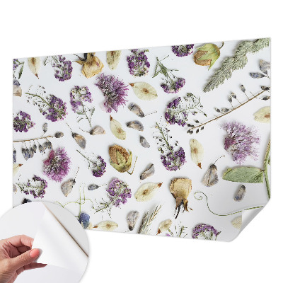 Peel and stick wallpaper mural with a dried flowers design