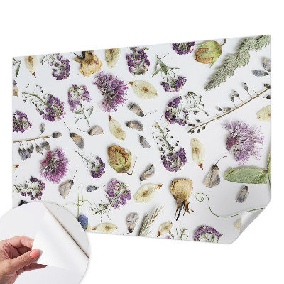 Peel and stick wallpaper mural with a dried flowers design