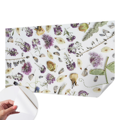Peel and stick wallpaper mural with a dried flowers design