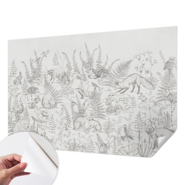 Stick-on wall mural with a forest animals design