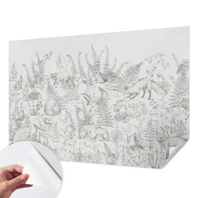Stick-on wall mural with a forest animals design