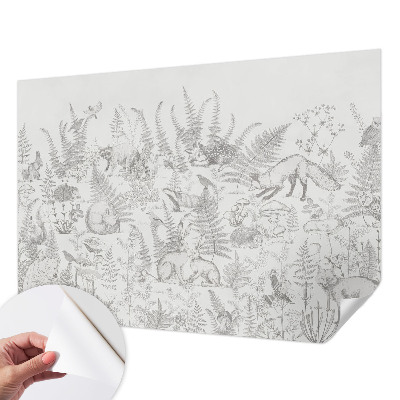 Stick-on wall mural with a forest animals design