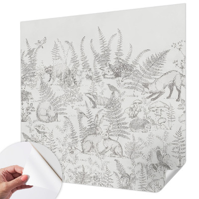 Stick-on wall mural with a forest animals design