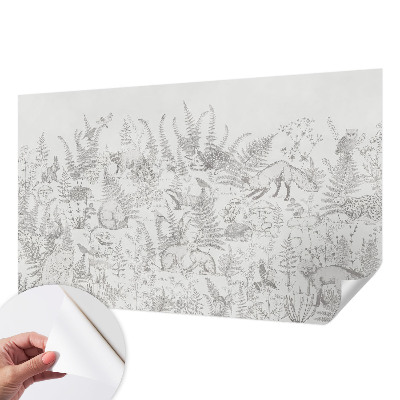 Stick-on wall mural with a forest animals design