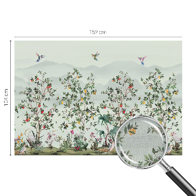 Removable wall mural with an exotic trees design