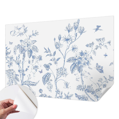 Removable wall mural wallpaper with a floral pattern