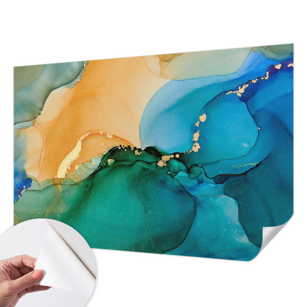 3D wall mural with colorful wave design