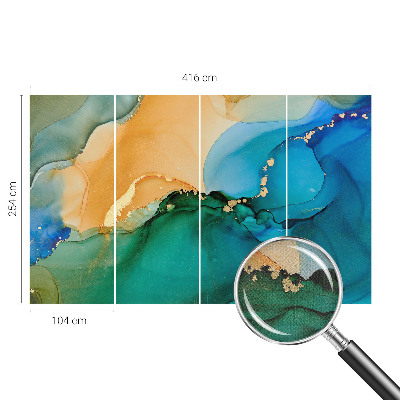 3D wall mural with colorful wave design