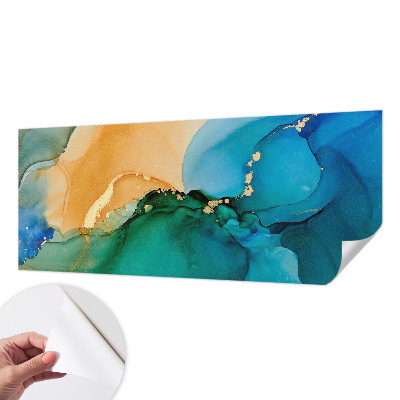 3D wall mural with colorful wave design