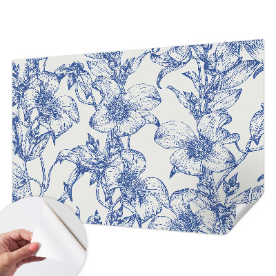 Peel and stick wall mural with flower branch design for bedroom