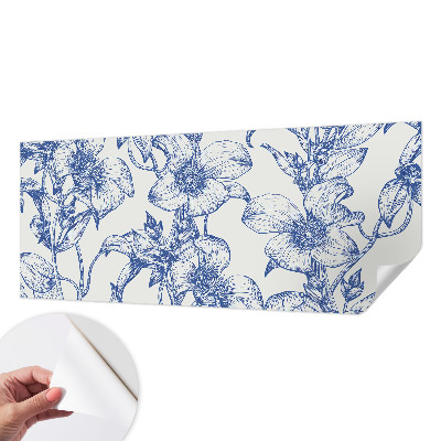 Peel and stick wall mural with flower branch design for bedroom