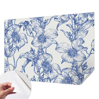 Peel and stick wall mural with flower branch design for bedroom