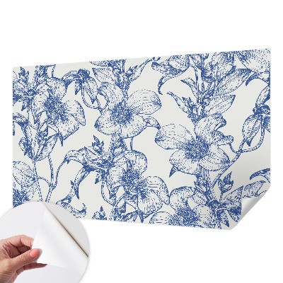 Peel and stick wall mural with flower branch design for bedroom