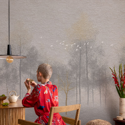 Children's wall mural with a forest harmony design