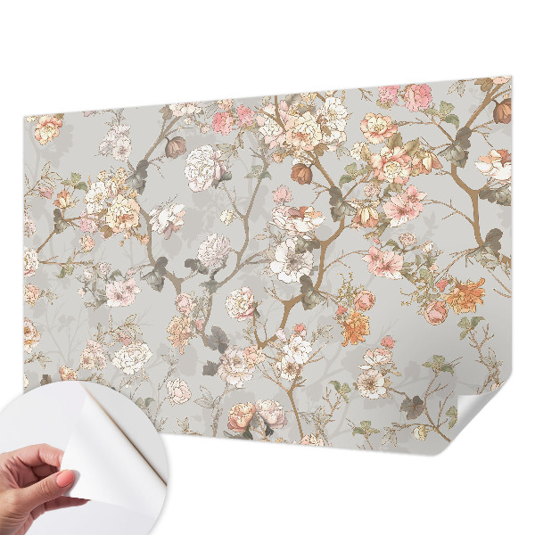 Nursery wall mural with a romantic pattern