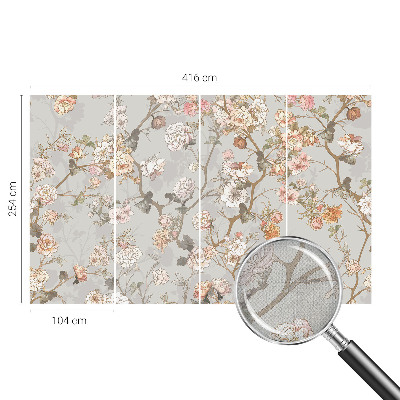 Nursery wall mural with a romantic pattern