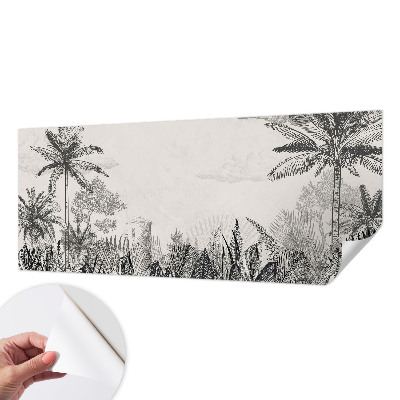 Peel and stick wallpaper mural featuring a tropical scenery design